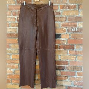 BOD & CHRISTENSEN VINTAGE 90s genuine leather brown wide leg high rise pants